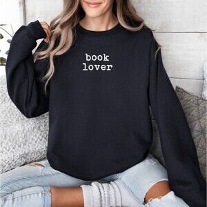 Black 'Book Lover' Women's Crew neck Sweatshirt SMALL
